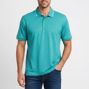 Walter Hagen Mens Birdseye Athletic Fit Polo Shirt Aqua Blue Heather Small